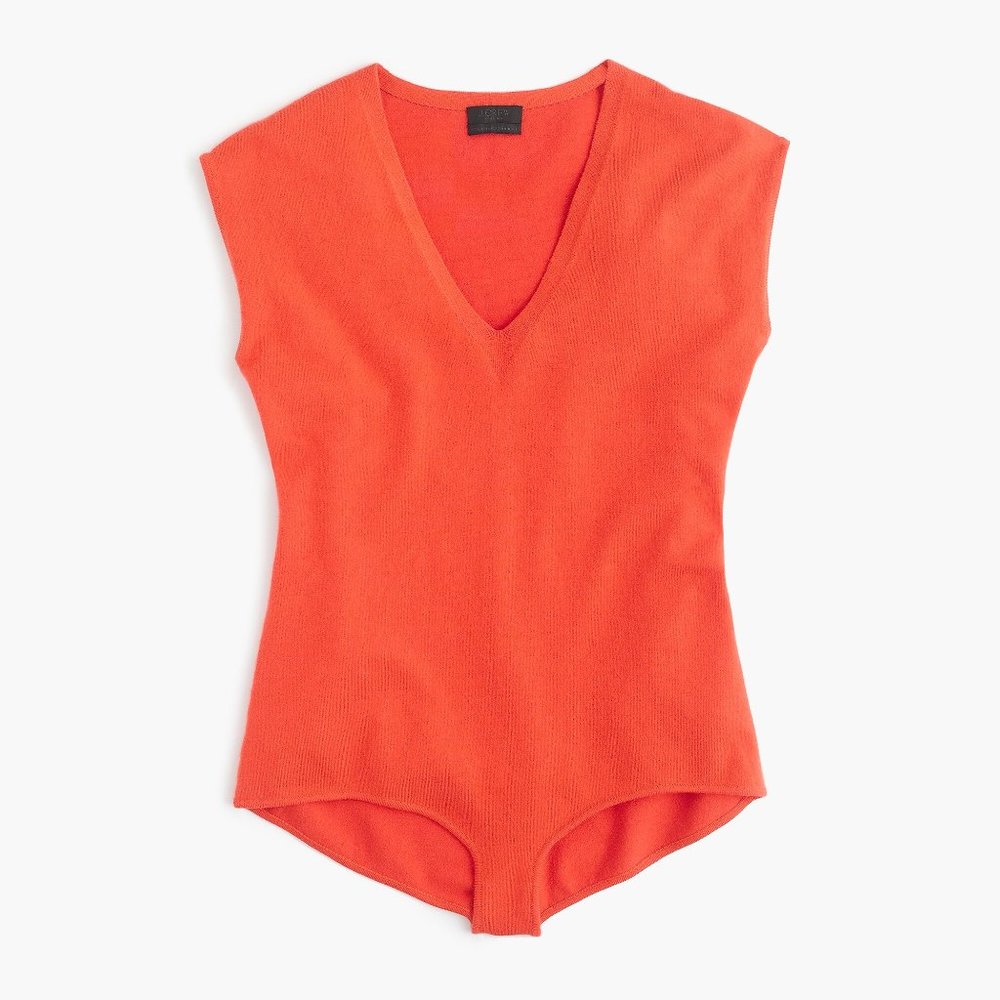 J. Crew Collection Cashmere Cap-sleeve Bodysuit - Picture 2 of 8